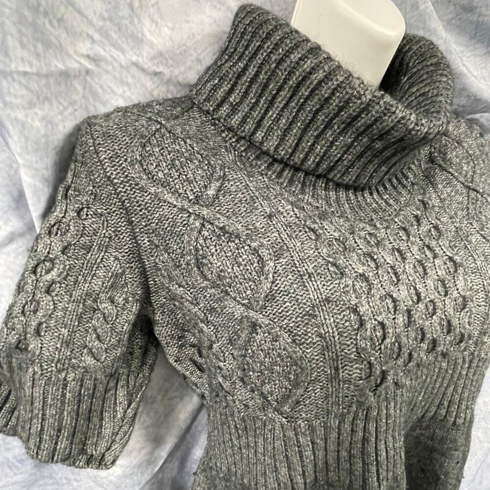 LOFT Gray, Turtleneck, Short Sleeve, Sweater Dress, LP